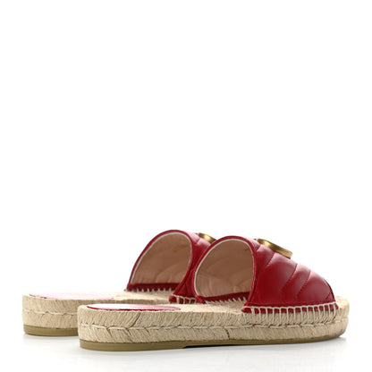 Gucci Nappa Matelasse GG Marmont Espadrille Slide Sandals 35 Hibiscus Red 4 of 9