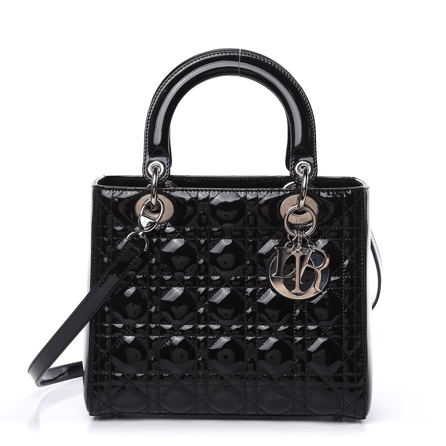 Patent Cannage Medium Lady Dior Black