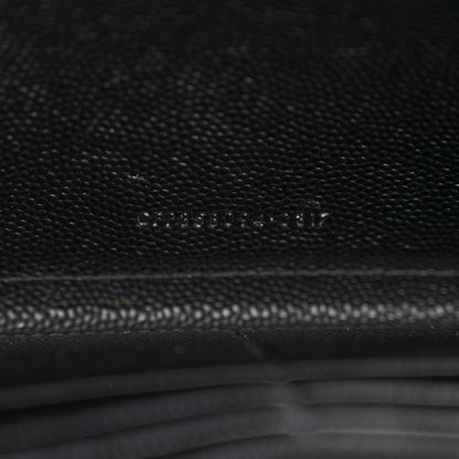 Saint Laurent Grain De Poudre Matelasse Chevron Monogram Zip Around Wallet Black 7 of 8