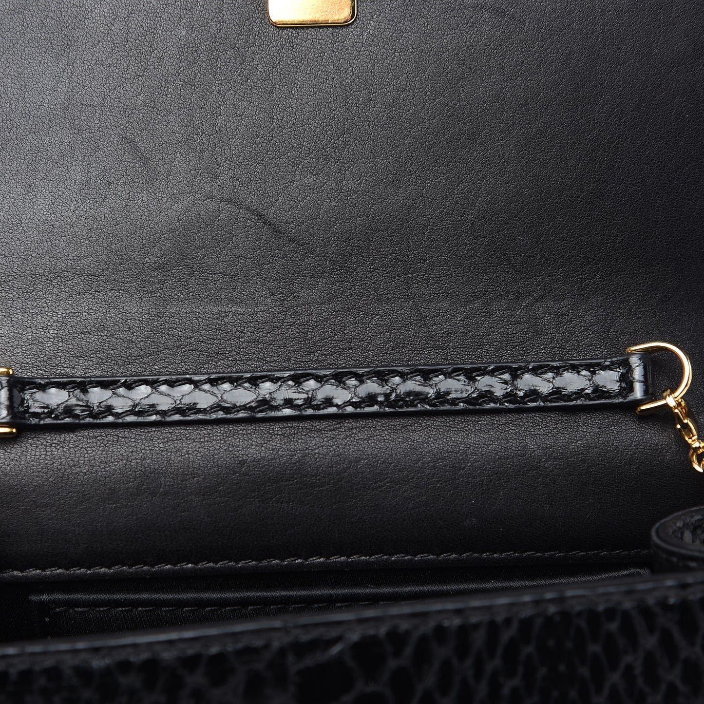 Snakeskin Mini Rush Clutch Black