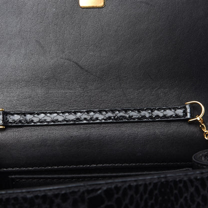 Fendi Snakeskin Mini Rush Clutch Black 5 of 9