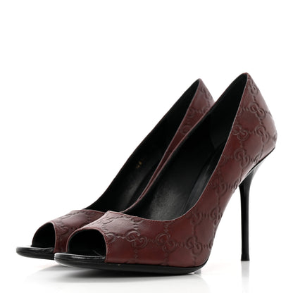 Gucci Guccissima Soft GG Peep Toe Heels 37.5 Chocolate 3 of 16