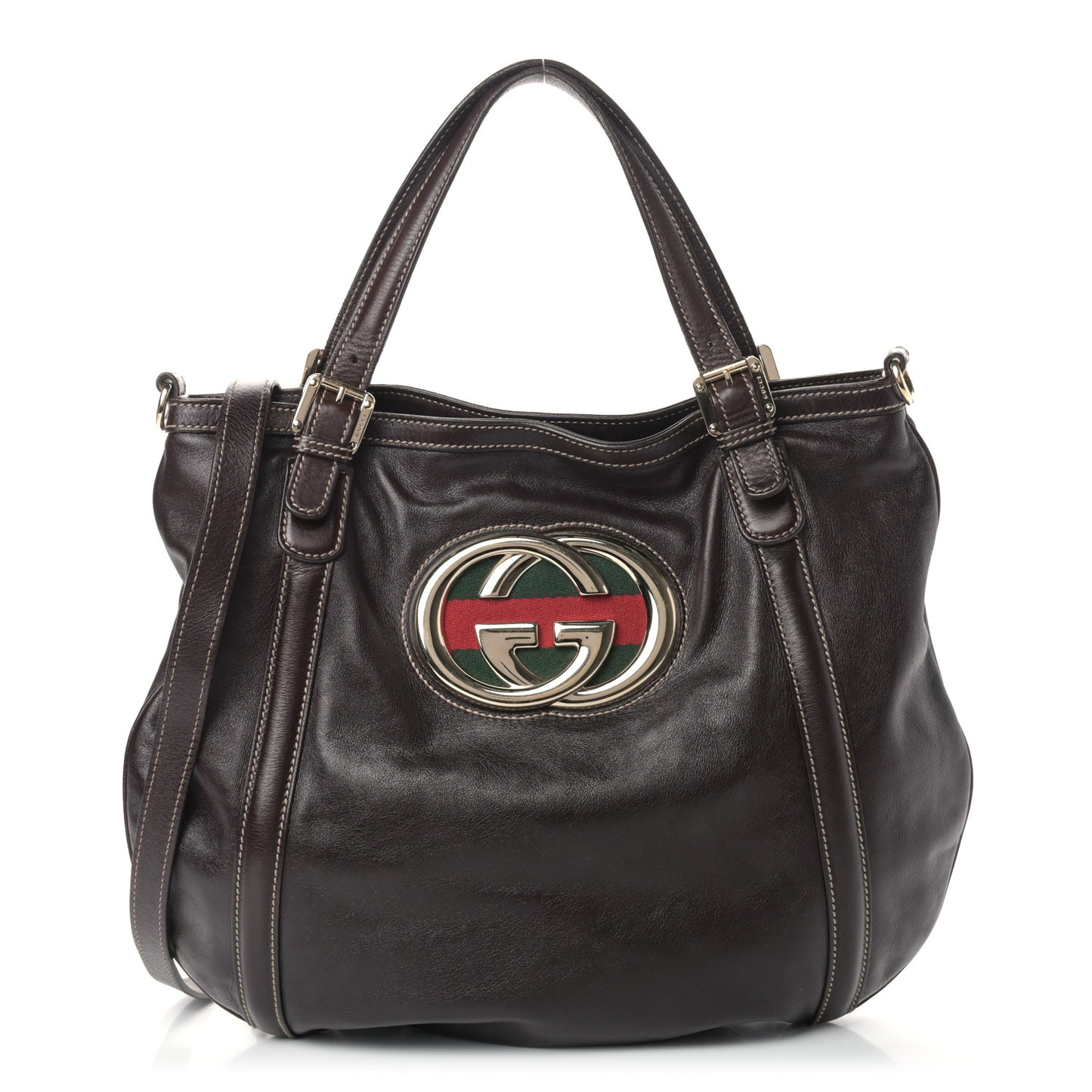 Calfskin Medium Britt Tote Dark Brown