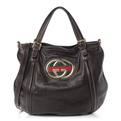 Gucci Calfskin Medium Britt Tote Dark Brown 1 of 10