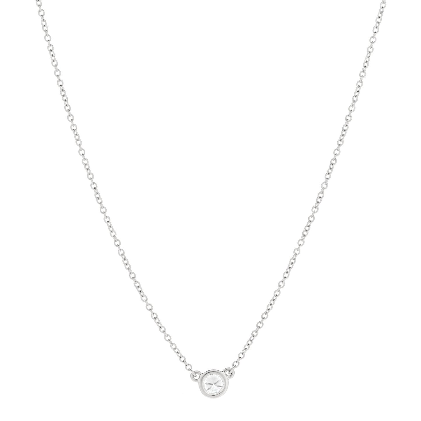 Platinum Diamond .17ct Elsa Peretti Diamonds By The Yard Pendant Necklace