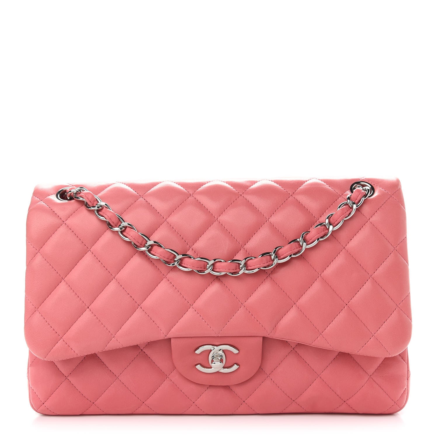 Chanel Lambskin Quilted Jumbo Double Flap Pink 1 of 10