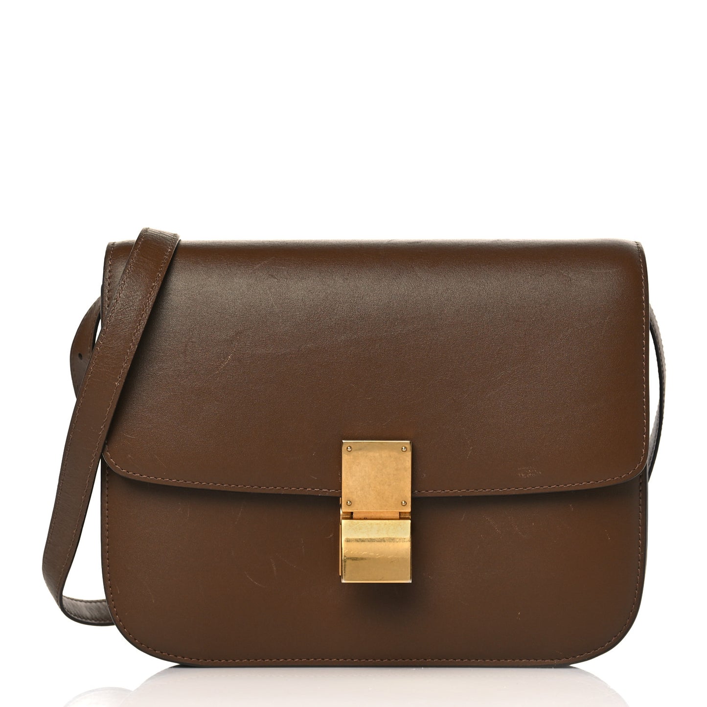 Box Calfskin Medium Classic Box Flap Bag Camel