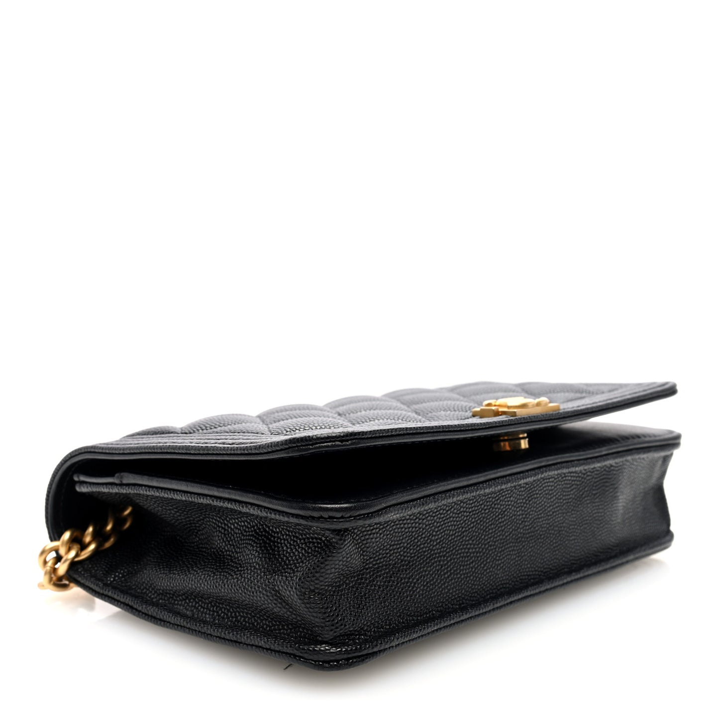 Caviar Quilted Boy Wallet On Chain WOC Black