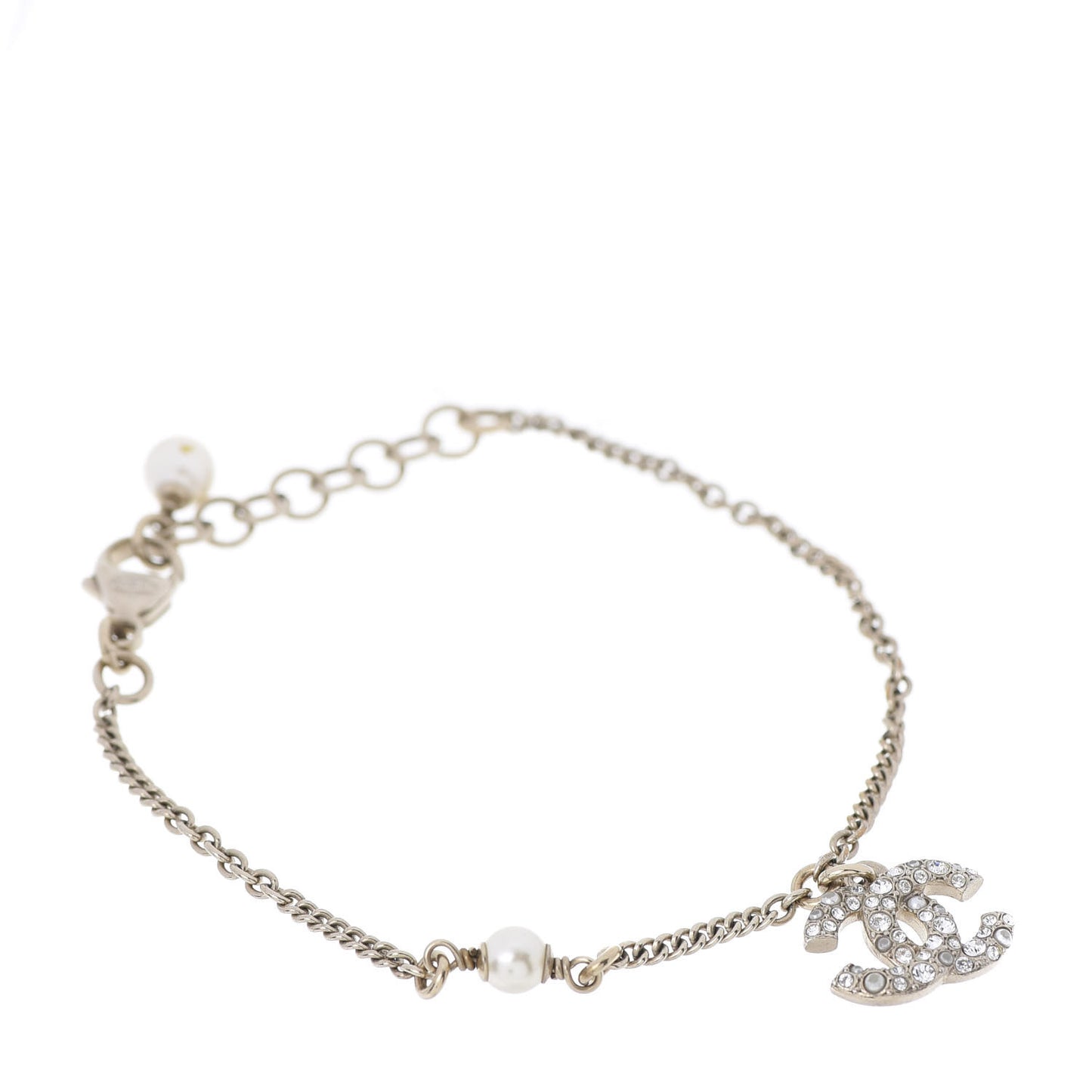 Pearl Crystal CC Bracelet Gold