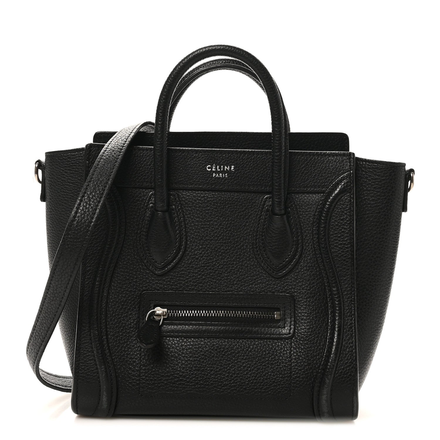 Celine Drummed Calfskin Nano Luggage Black 1 of 11