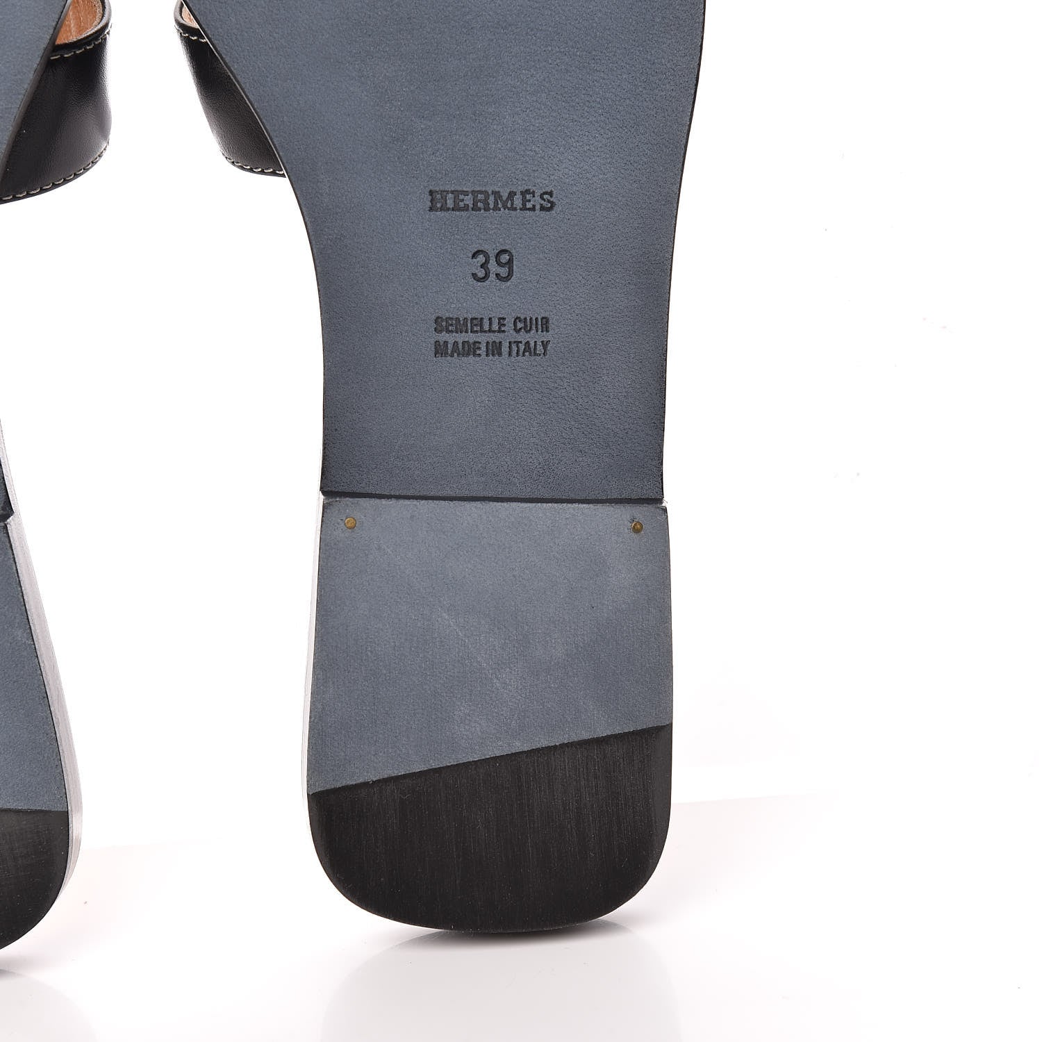 Hermes Box Calfskin Oran Sandals 39 Black 11 of 12