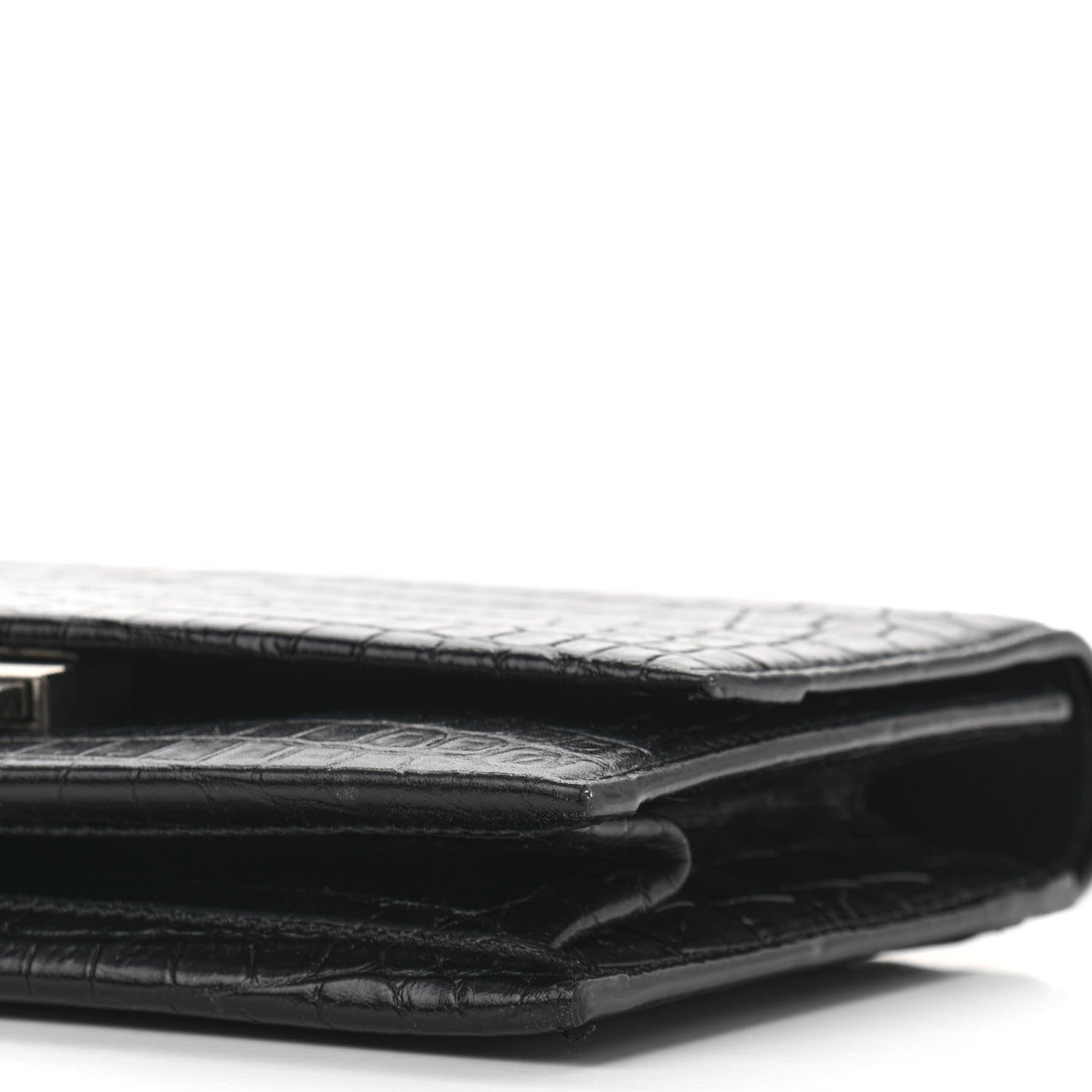 Saint Laurent Calfskin Crocodile Embossed Small Babylone Black 10 of 11