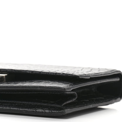 Saint Laurent Calfskin Crocodile Embossed Small Babylone Black 10 of 11