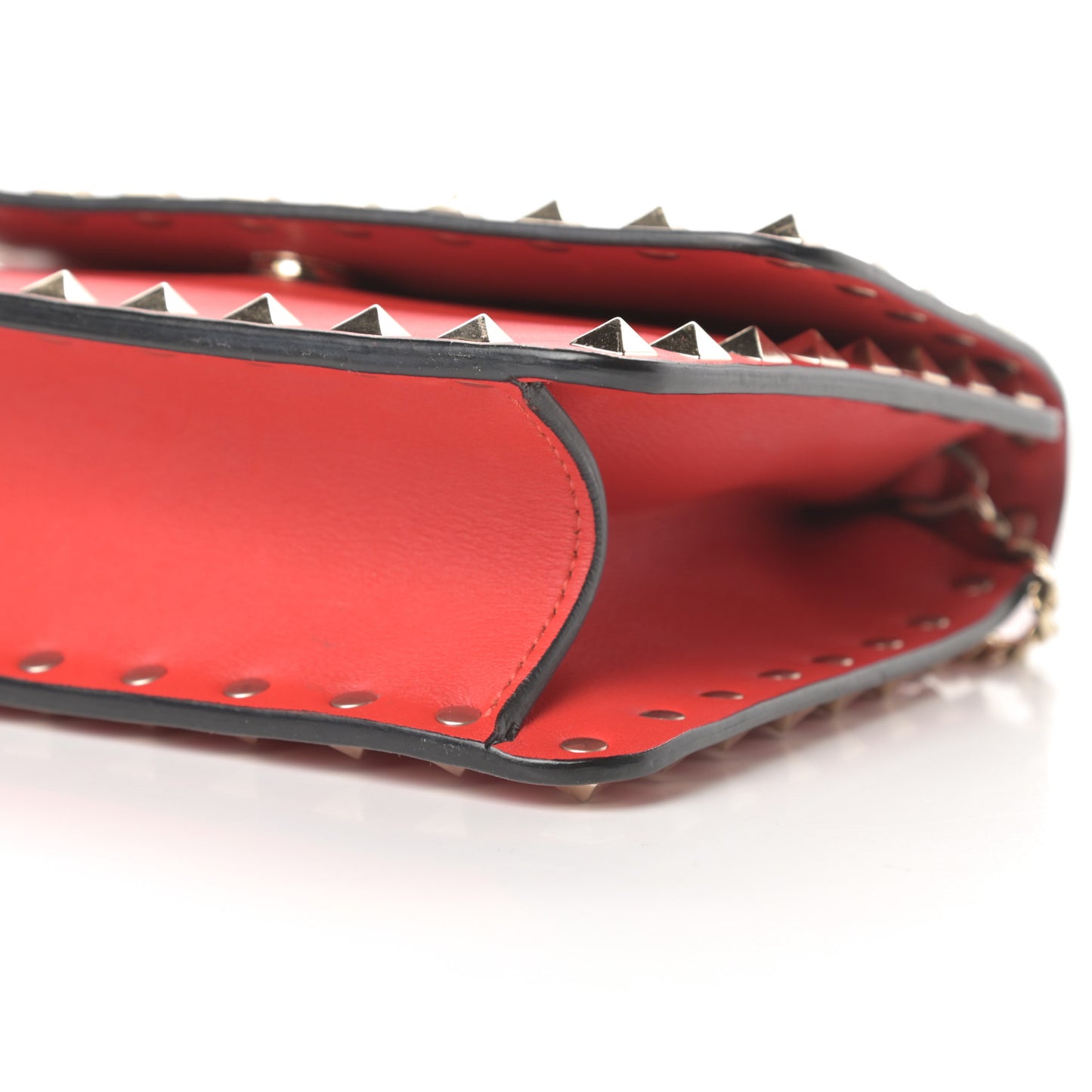 Vitello Mini Rockstud Chain Flap Crossbody Bag Deep Orange