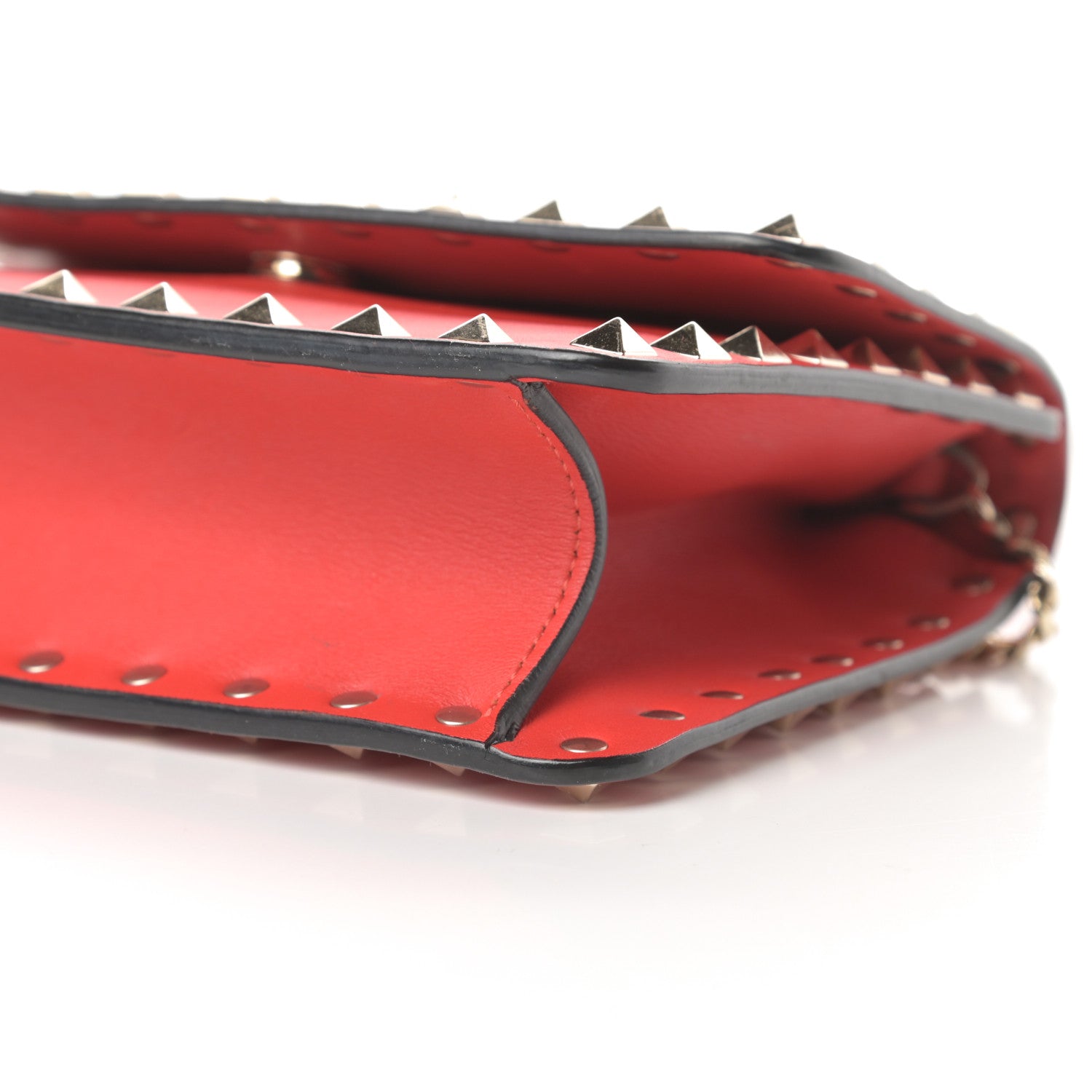 Valentino Garavani Vitello Mini Rockstud Chain Flap Crossbody Bag Deep Orange 10 of 15