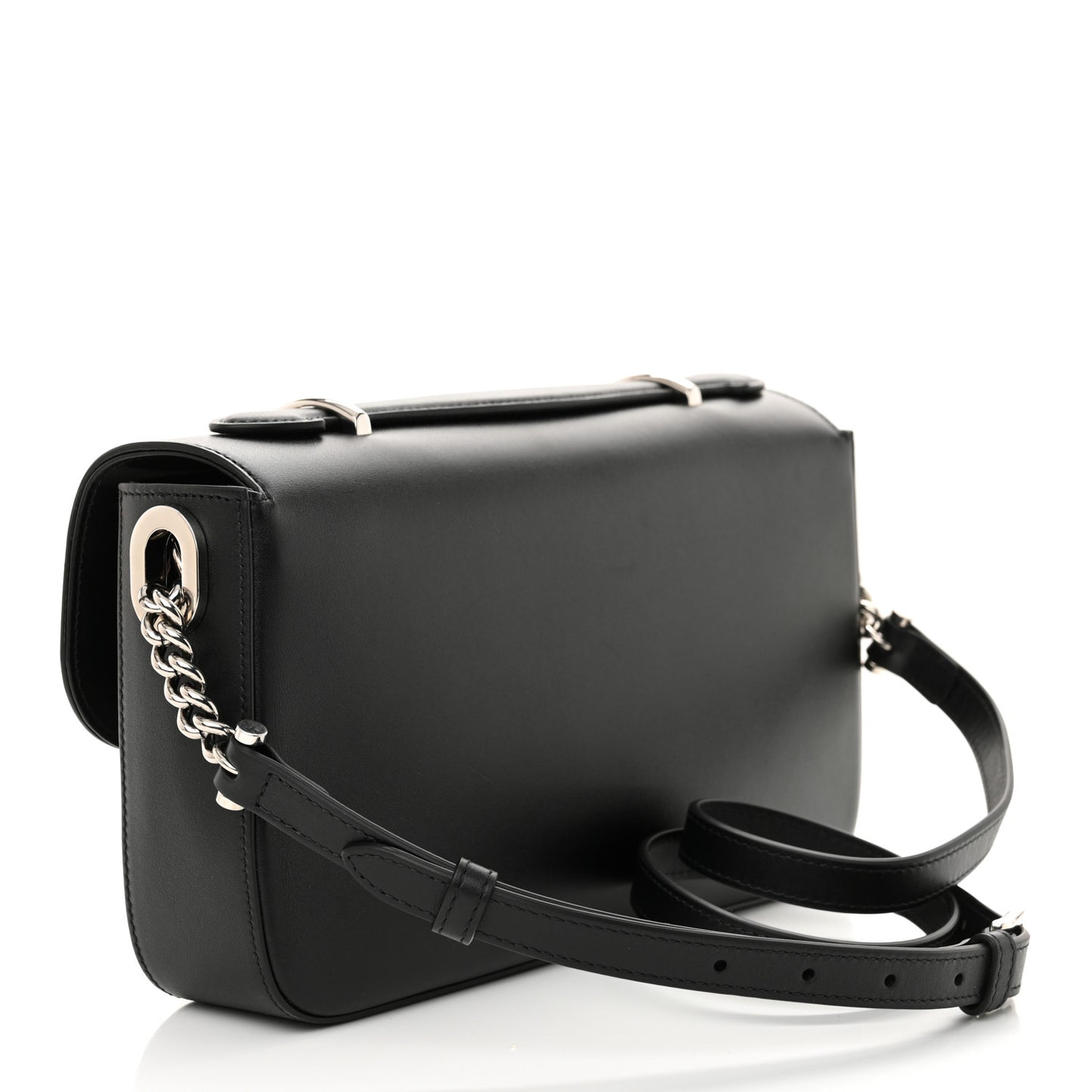 Senna Calfskin Petite GG Top Handle Shoulder Bag Black