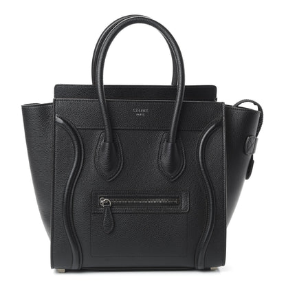 Celine Drummed Calfskin Micro Luggage Black 1 of 9