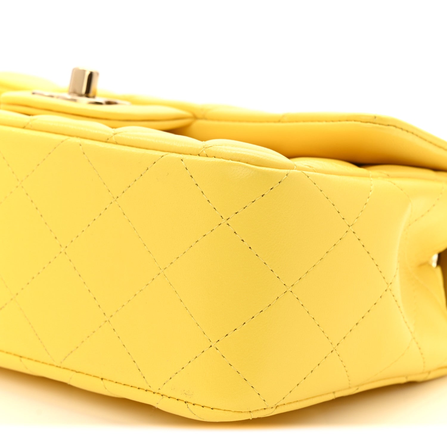 Chanel Lambskin Quilted Mini Rectangular Flap Yellow 10 of 11