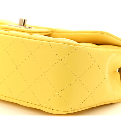 Chanel Lambskin Quilted Mini Rectangular Flap Yellow 10 of 11