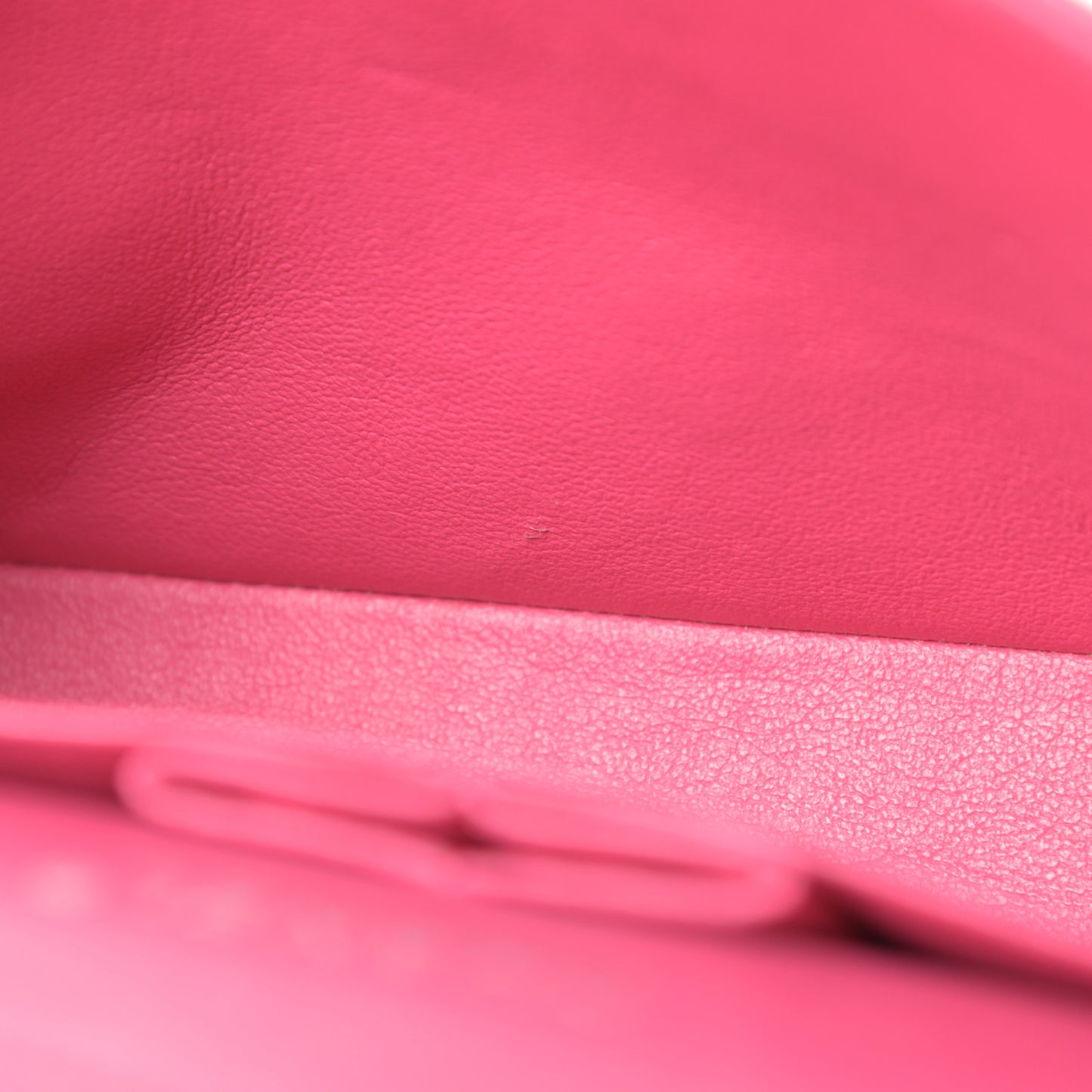 Lambskin Quilted Medium Double Flap Fuchsia