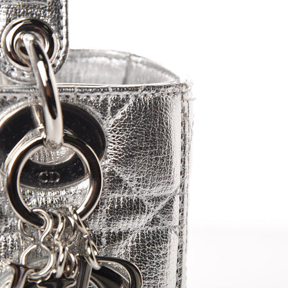 Christian Dior Metallic Grained Calfskin Cannage Small Lucky Badges My Lady Dior Silver 9 of 10