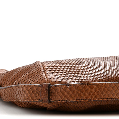 Saint Laurent Snakeskin Buffalo Horn Mombasa Hobo Brown 9 of 13