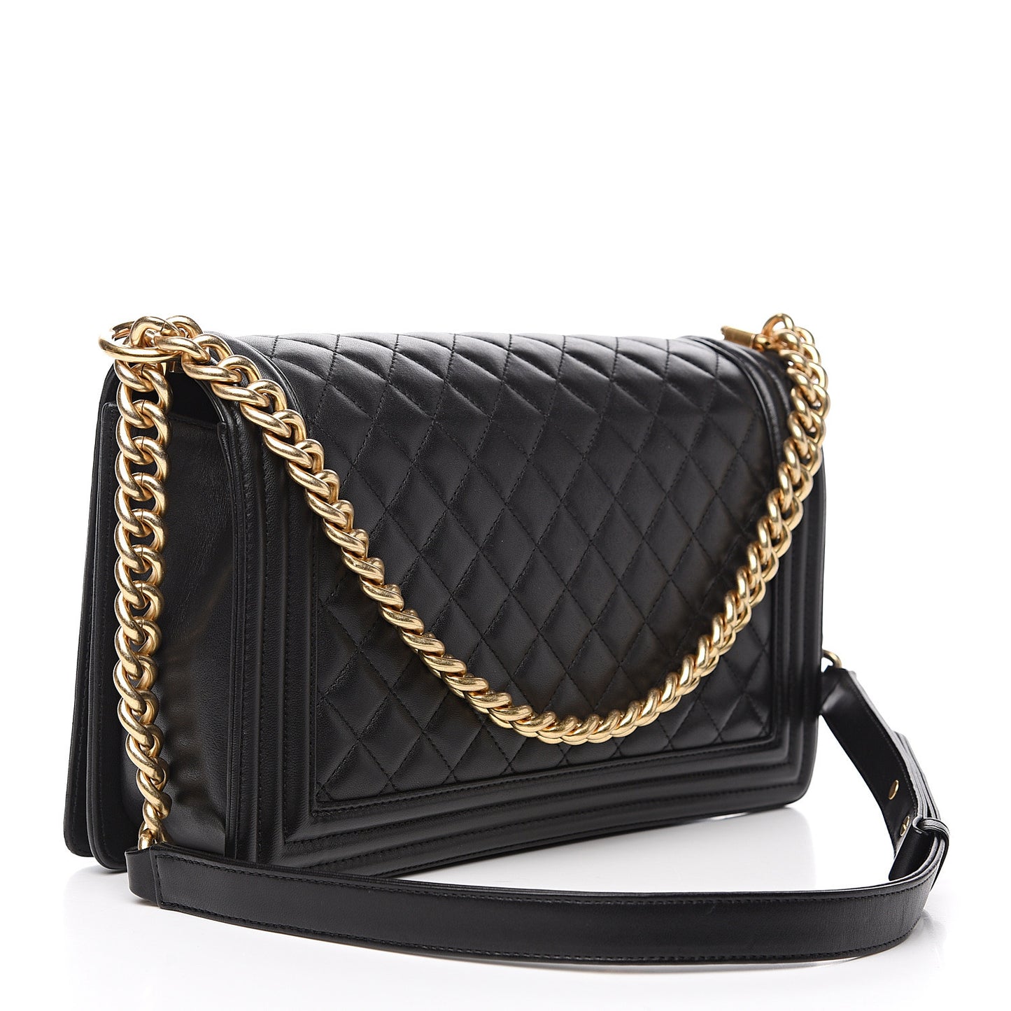 Lambskin Quilted New Medium Boy Flap Black