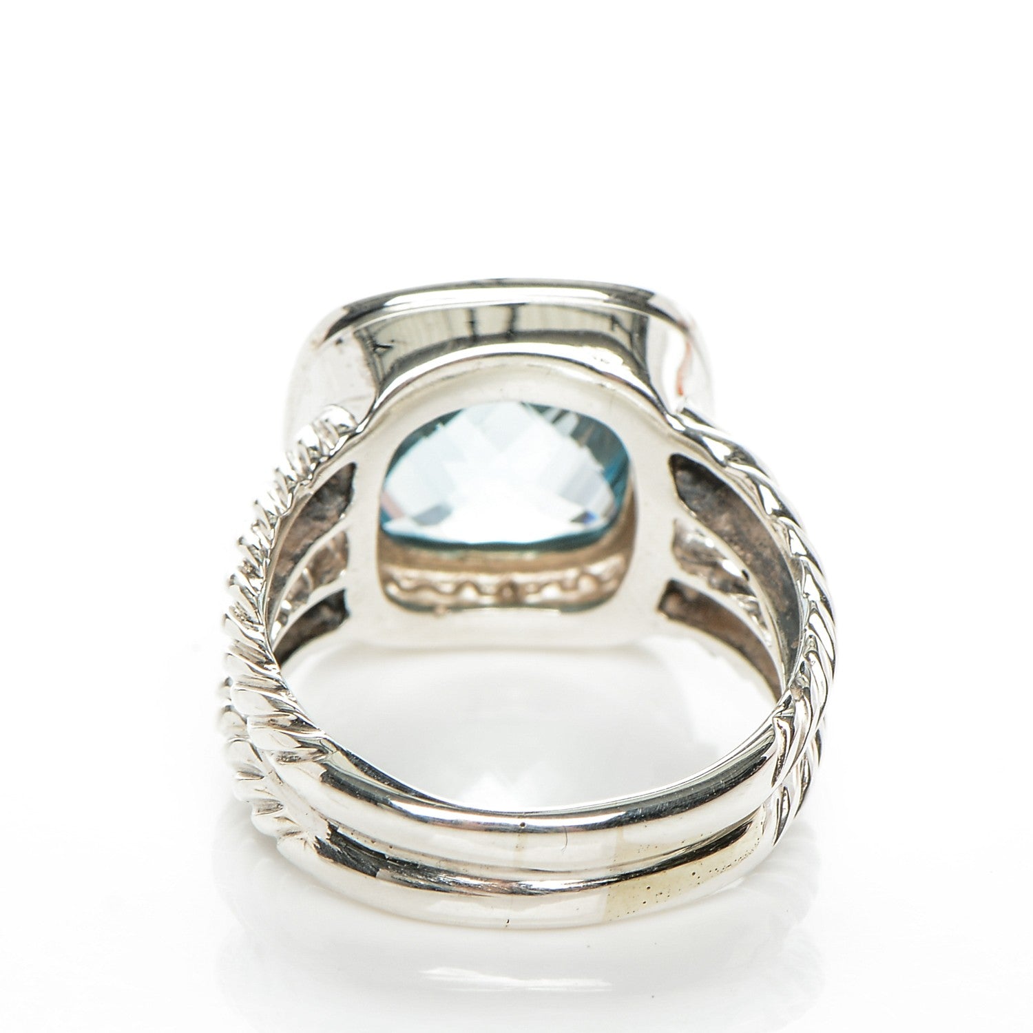 David Yurman Sterling Silver Diamond Blue Topaz 11mm Albion Ring 58 8.5 4 of 6