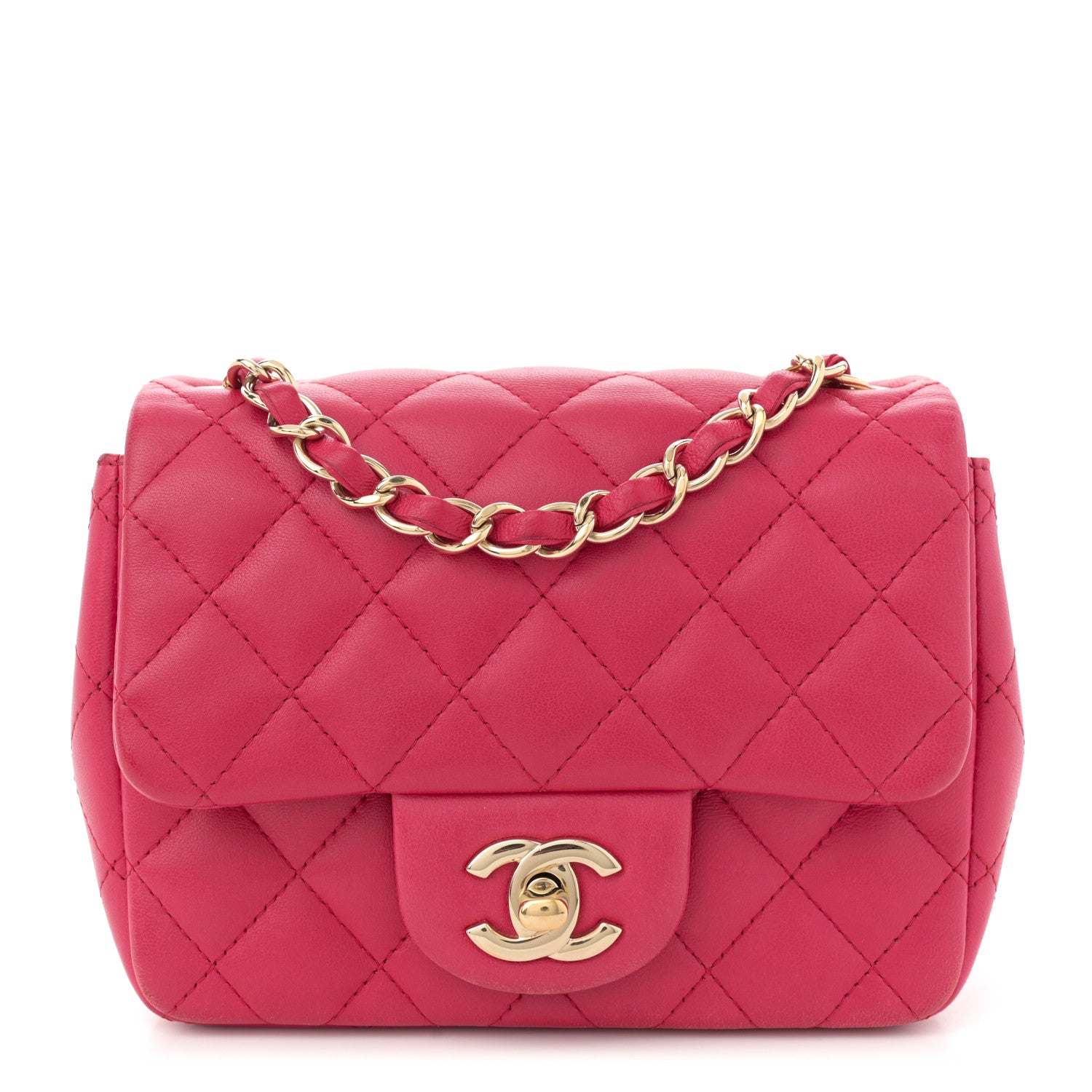 Chanel Lambskin Quilted Mini Square Flap Dark Pink 1 of 14