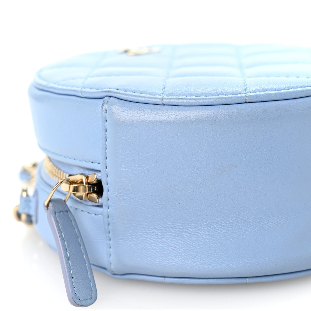 Chanel Lambskin Quilted Round Clutch With Chain Light Blue 9 of 11
