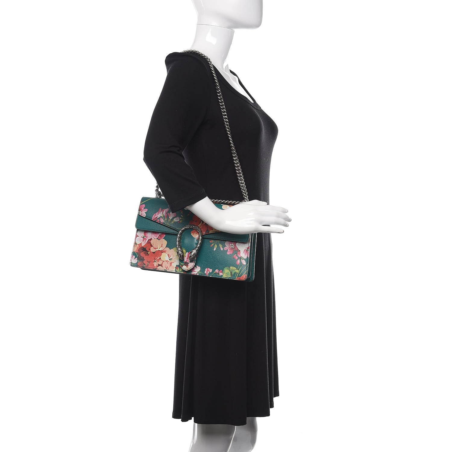 Gucci Calfskin Blooms Print Small Dionysus Shoulder Bag Bright Emerald Multicolor 2 of 10
