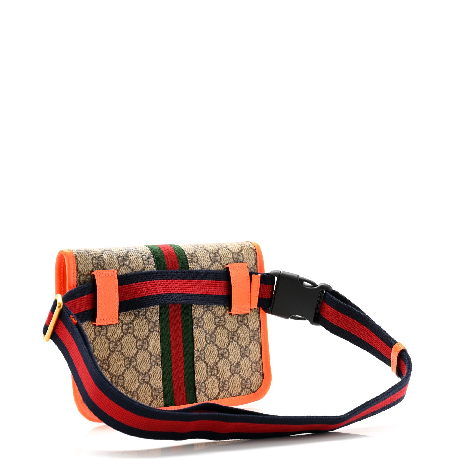 Gucci GG Supreme Monogram Web Small Ophidia Belt Bag Beige Ebony Orange Fluo 2 of 9
