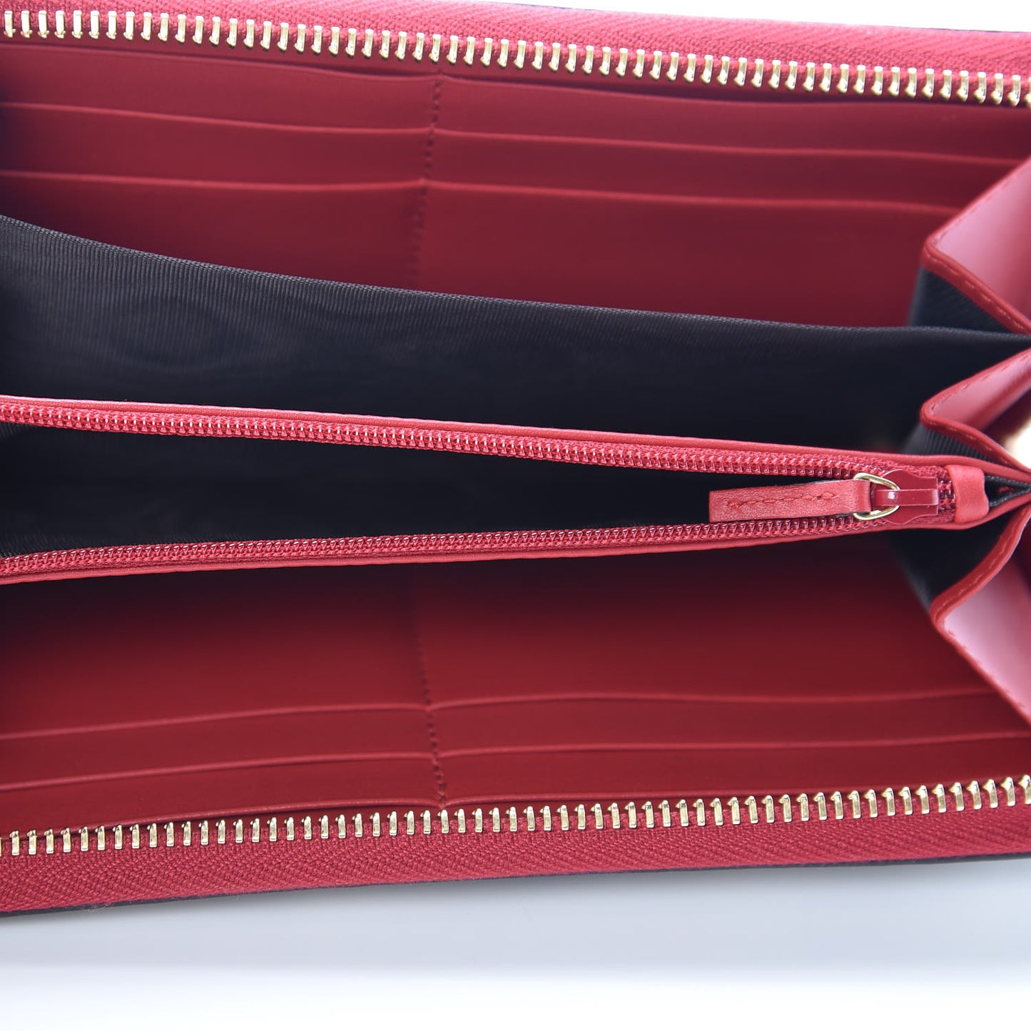 GG Supreme Monogram Kingsnake Heart Embroidered Zip Around Wallet Red