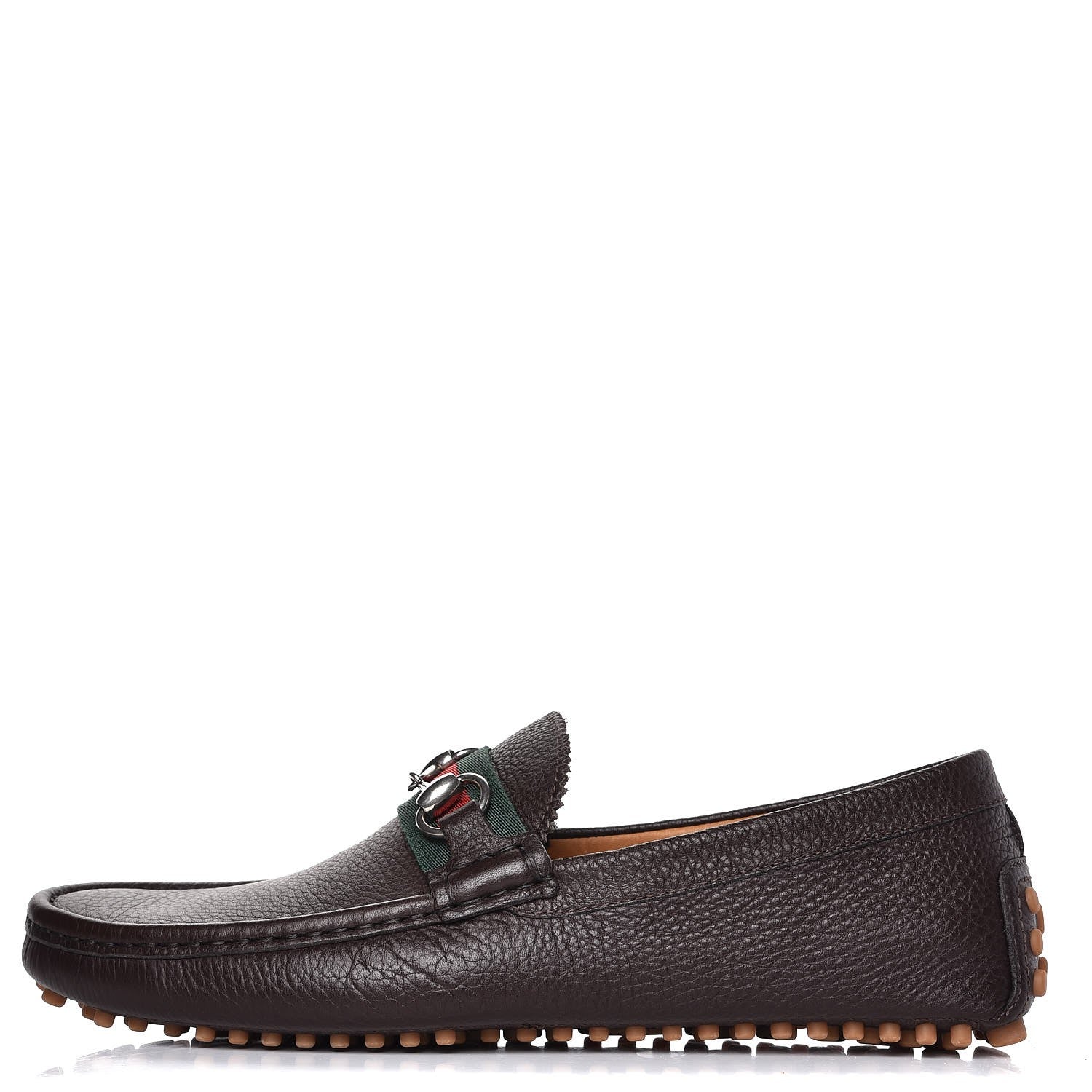 Gucci Calfskin Web Mens Horsebit Driver Loafers 7.5 Cocoa 1 of 10