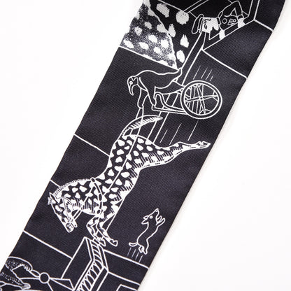 Hermes Silk Animapolis Twilly Black White 2 of 4