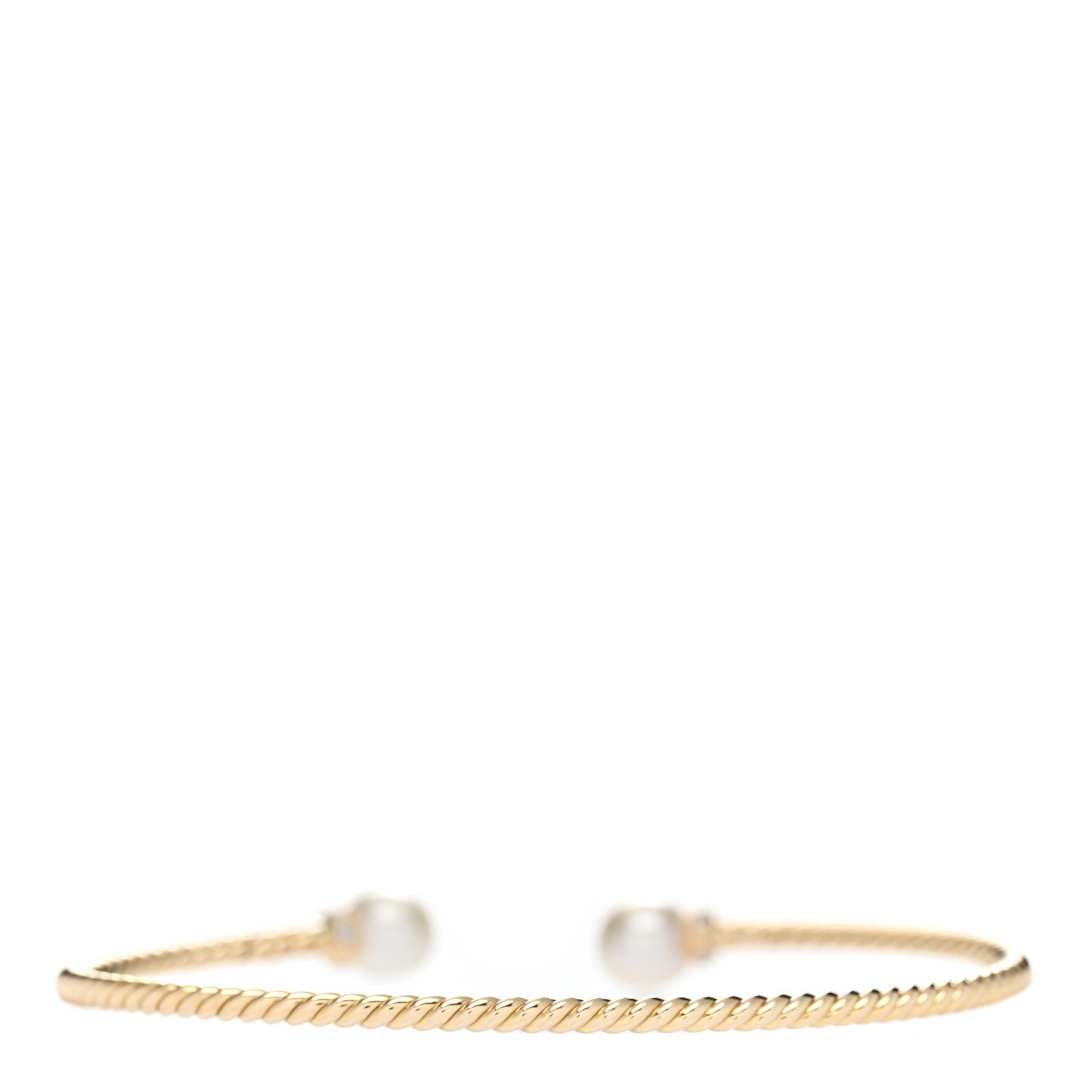 David Yurman 18K Yellow Gold Diamond Pearl 6.5mm Solari Bracelet 2 of 4