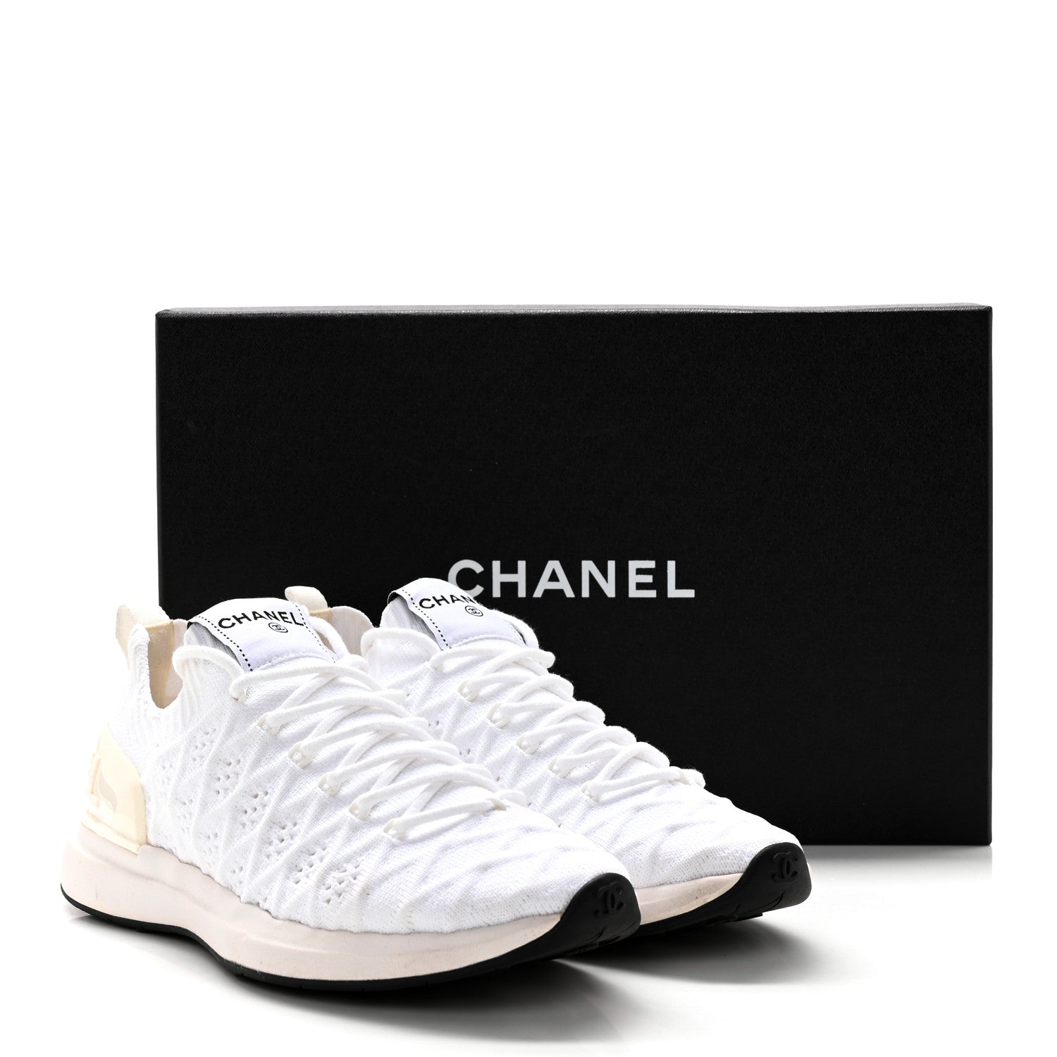 Chanel Mixed Fibers Quilted Womens CC Sneakers 37 White 12 of 12