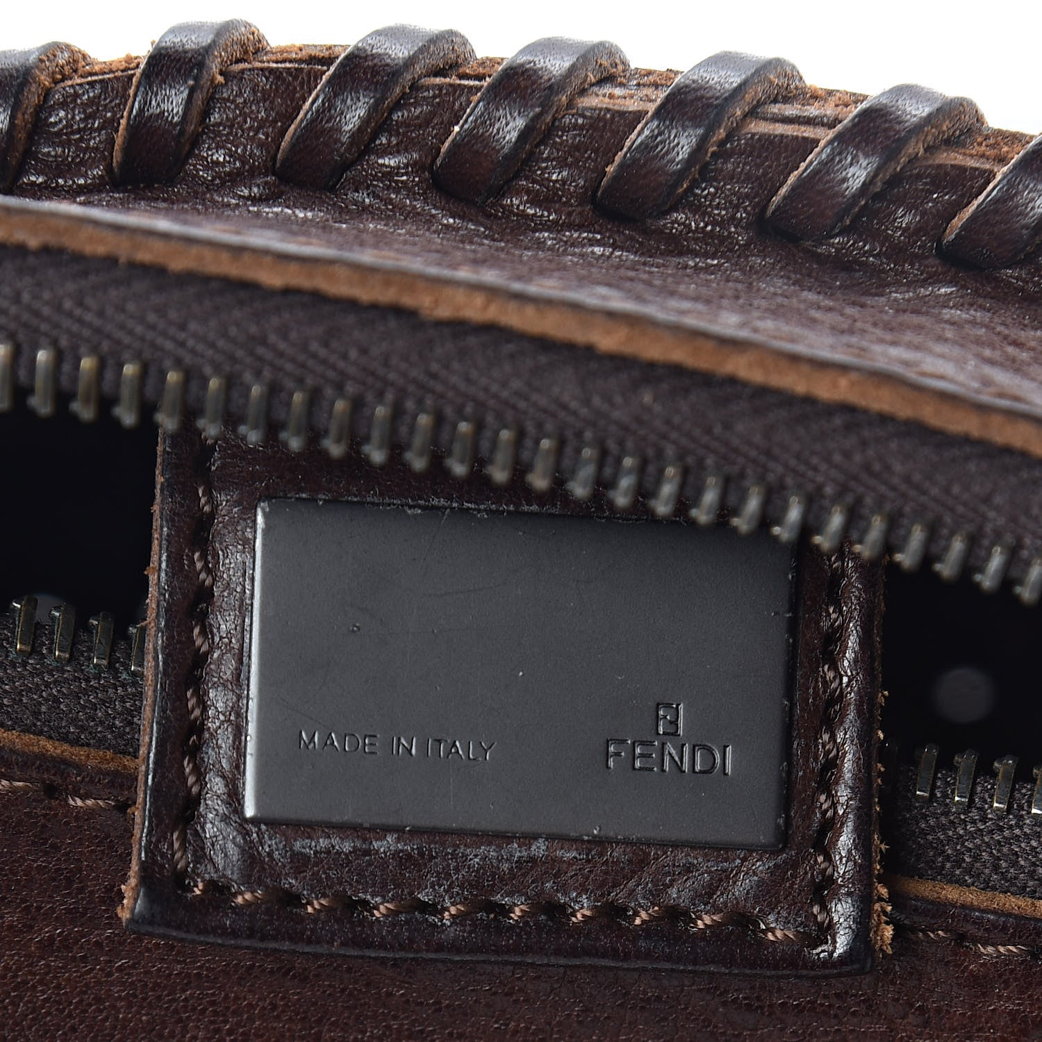 Fendi Calfskin Braided Oyster Dark Brown 6 of 8