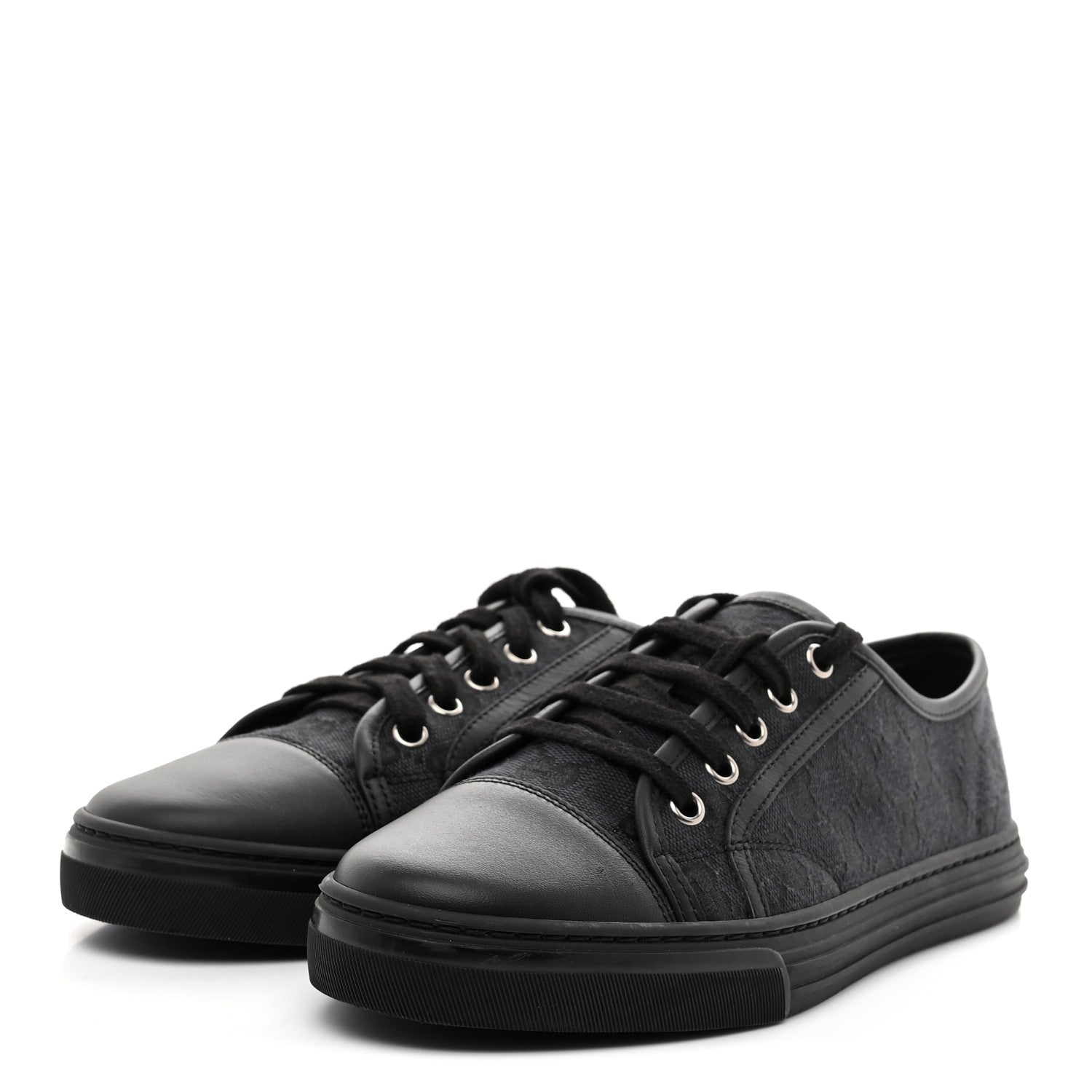 Gucci GG Monogram Calfskin Womens Low Top Sneakers 38 Piombo Black 4 of 10
