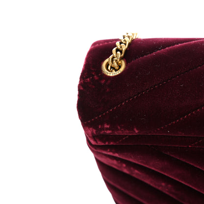 Saint Laurent Velvet Y Quilted Monogram Small Loulou Chain Satchel Burgundy 14 of 14