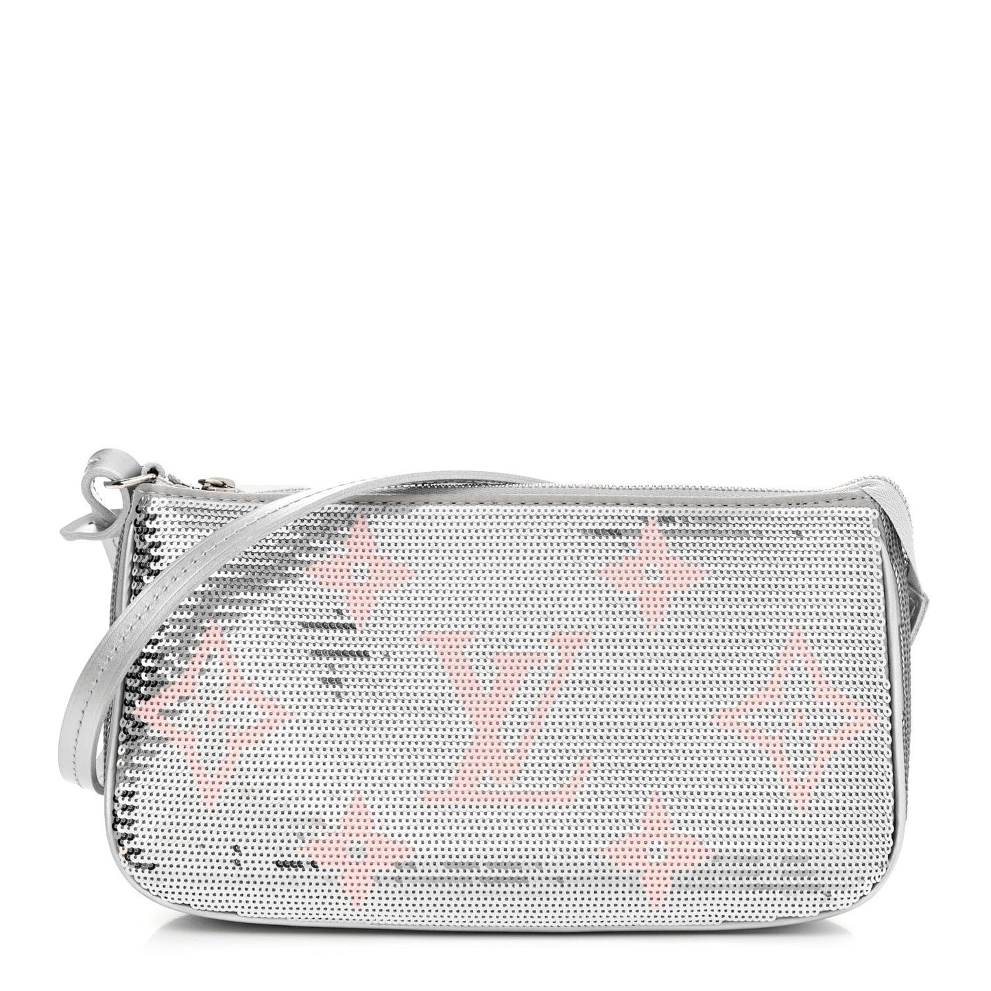 Satin Sequin Monogram Giant Pochette Accessories Silver Pink