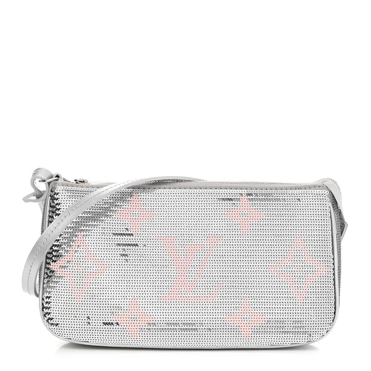 Louis Vuitton Satin Sequin Monogram Giant Pochette Accessories Silver Pink 1 of 9