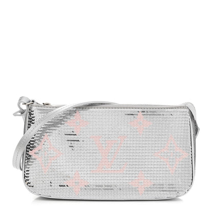 Louis Vuitton Satin Sequin Monogram Giant Pochette Accessories Silver Pink 1 of 9