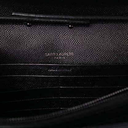Saint Laurent Grain De Poudre Matelasse Chevron Monogram Chain Wallet Black 6 of 9