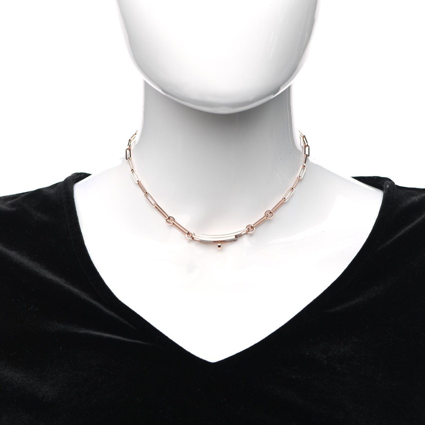 18K Rose Gold Diamond Pave Kelly Chaine Choker Necklace