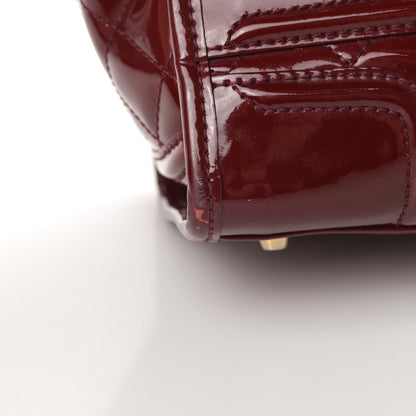 Burberry Patent Quilted Mini Manor Tote Dark Red 16 of 21