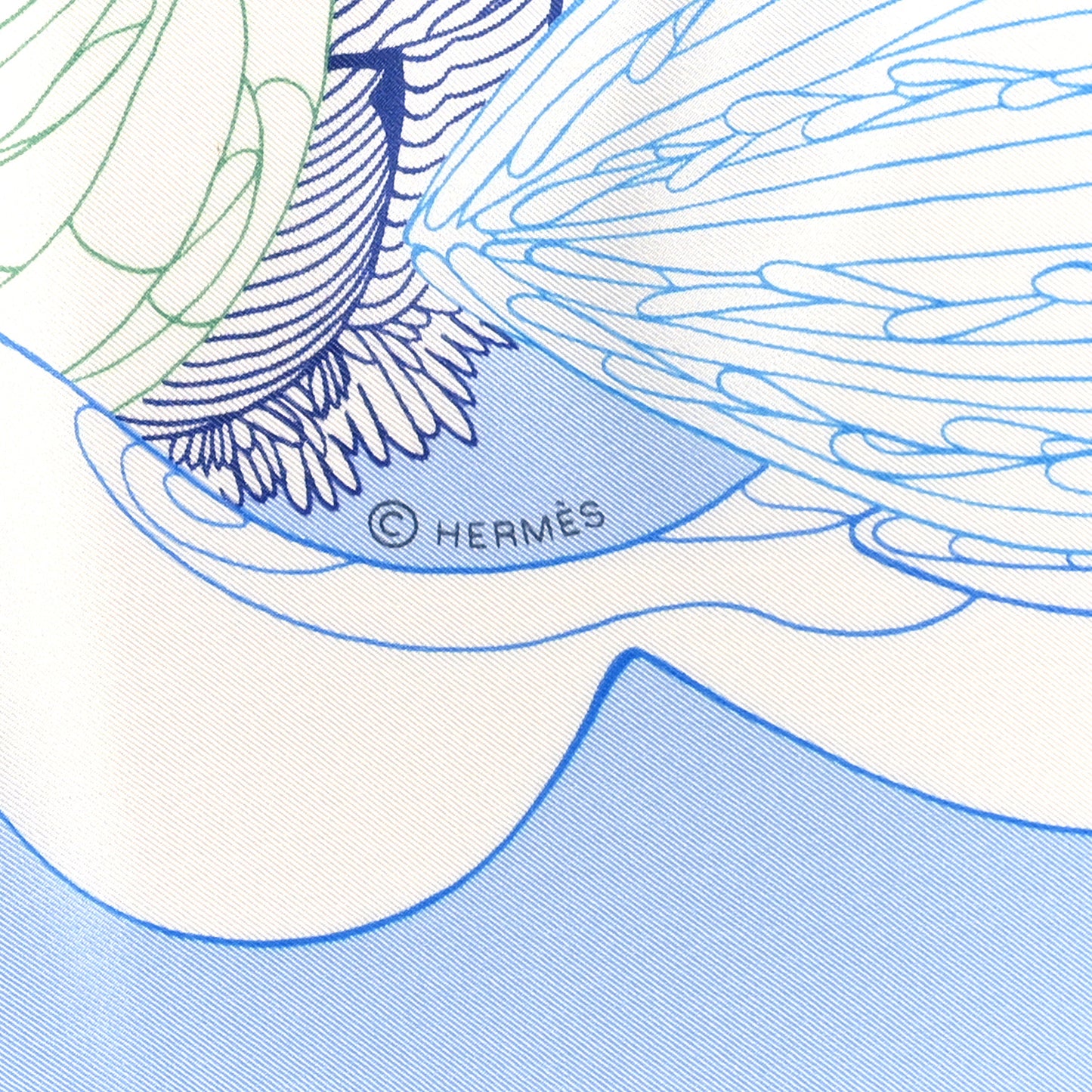 Silk Fantaisie Botanique Shawl 140 Bleu Ciel White Rouge