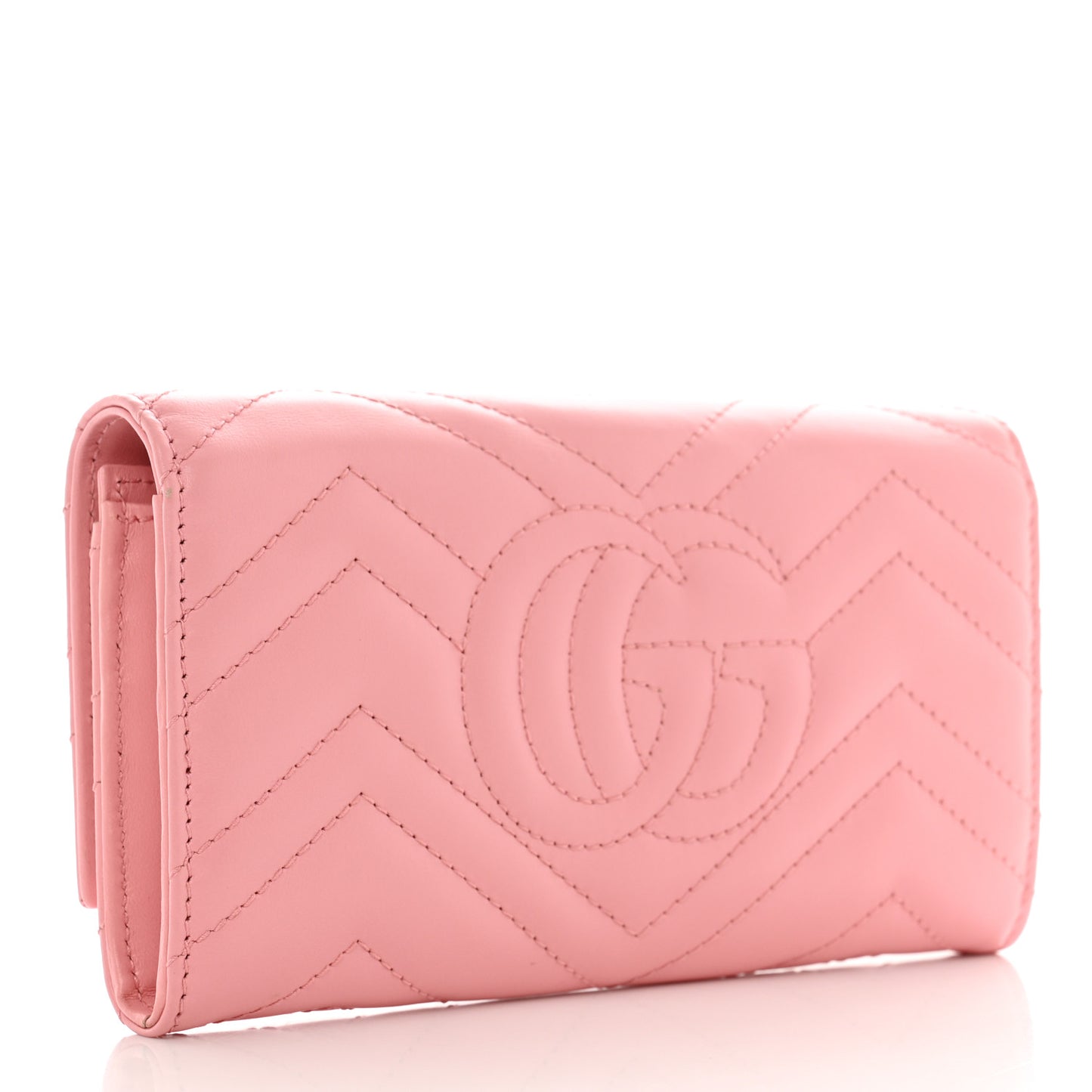Calfskin Matelasse GG Marmont Continental Wallet Wild Rose