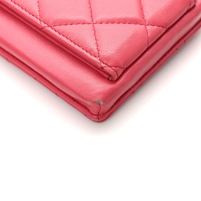 Chanel Lambskin Quilted Phone Chain Clutch Bag Pink 8 of 10