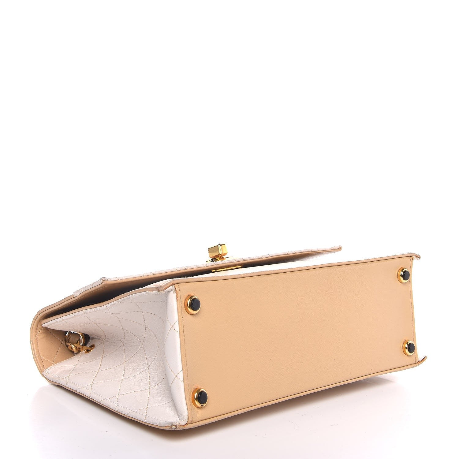 Chanel Lambskin Quilted Trapezoid Shoulder Flap Bag Beige White 4 of 13